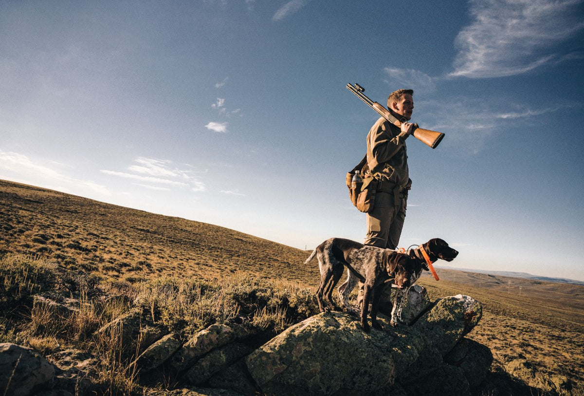 Jake Delger hunting with Poppy and Sage